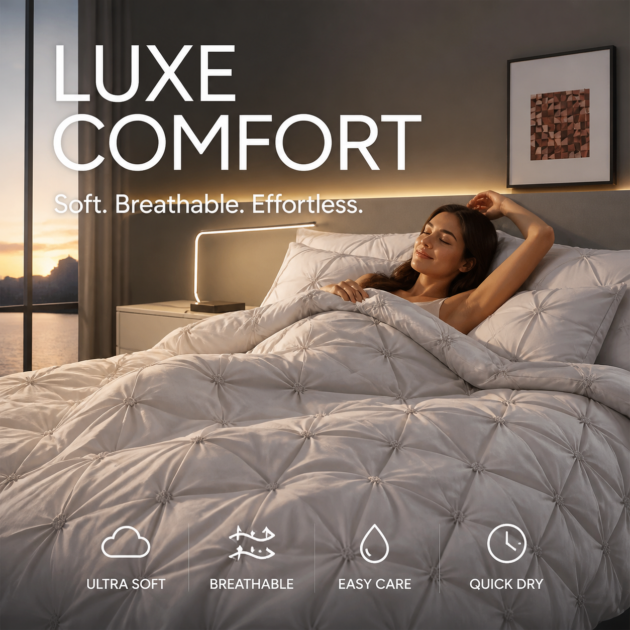 💗Last day of sale – 50% off⚡Bedsure Soft Pintuck Duvet Set