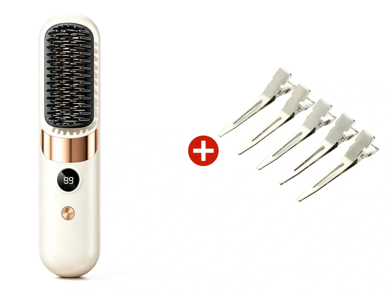 🥳2026 HOT SALE🥳💞50K+ SOLD!💇‍♀️🛡️ 50% OFF! 3‑in‑1 Cordless Hair Straightening Brush – Straighten, curl & detangle with 4 heat settings. Wider teeth prevent burns – safe for daily styling! ✨🌿