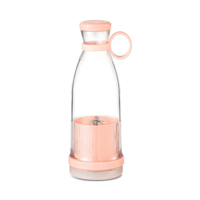 Pink portable blender bottle with clear body and handle, homeware at clarioy store