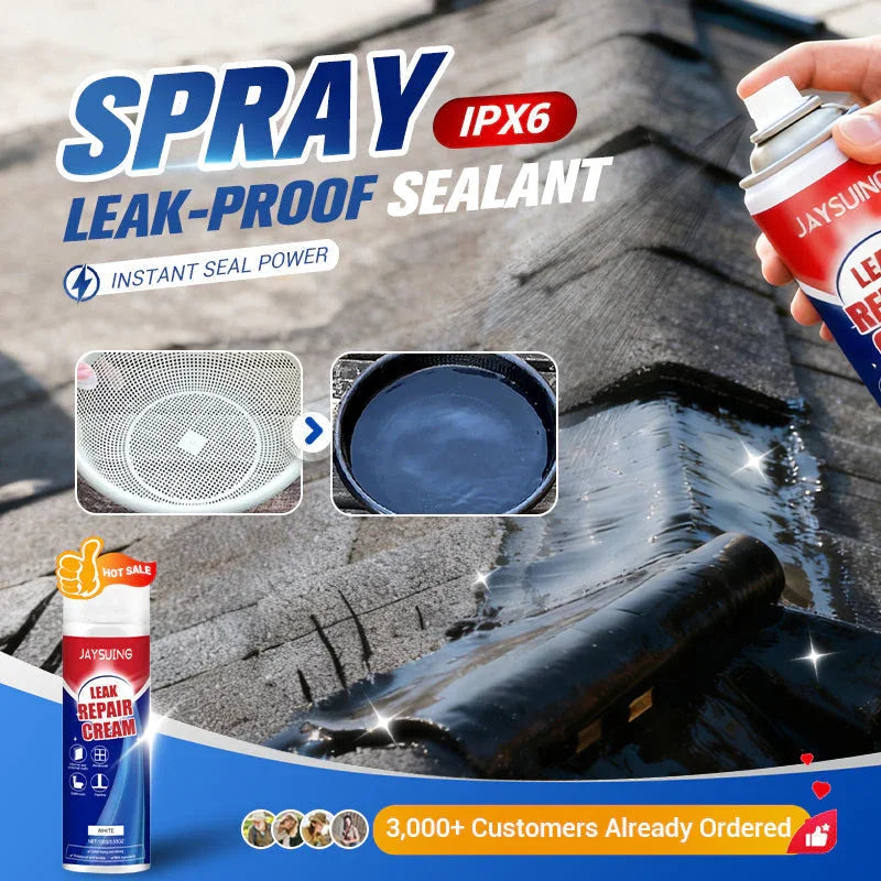 Jaysuing spray leak-proof sealant applied to roof, highlighting instant waterproof sealing