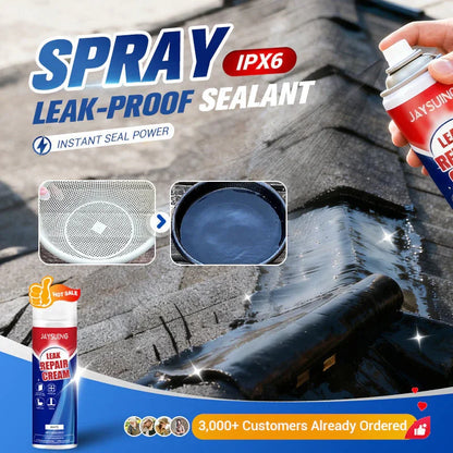 Jaysuing spray leak-proof sealant applied to roof, highlighting instant waterproof sealing