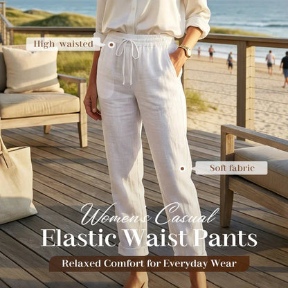 🌸New arrival 40% OFF!🏖️Women's Elastic Waist Cotton Linen Casual Pants