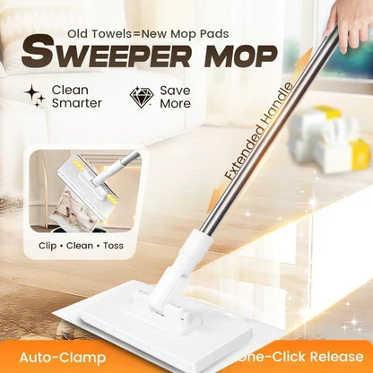 🏆 LIMITED TIME 50% OFF! Flat Mop with Stainless Steel Handle – Comes with Reusable Washable Mop Cloths ✨