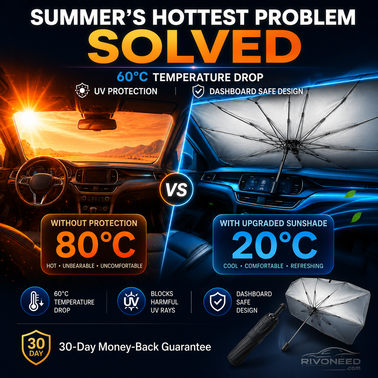 🌈 Foldable windshield sunshade