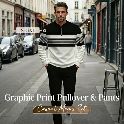 ⏰🔥LIMITED TIME 50% OFF!🔥50K+ SOLD!🧵 Men's Graphic Print Pullover & Pants Set – Bold streetwear style. Ultimate comfort for lounging or errands👖