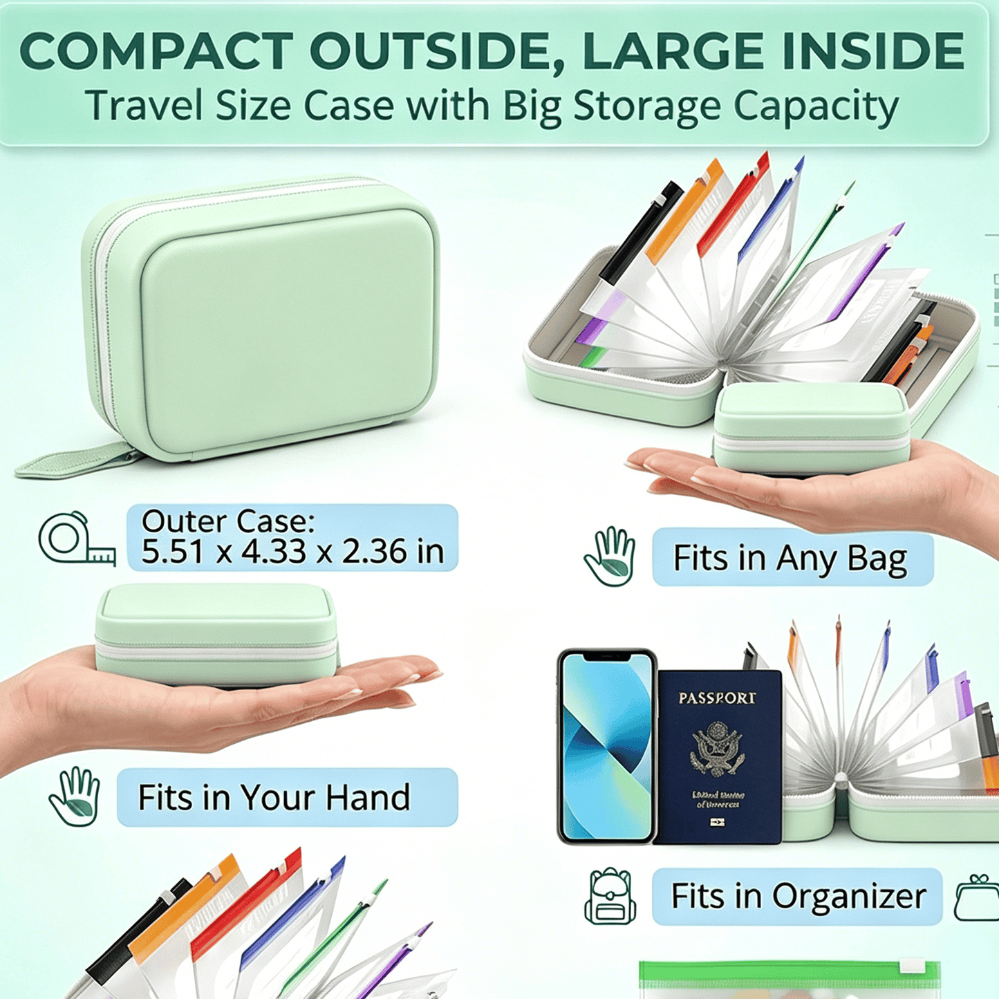 💊 A8 Waterproof 14 Color-Coded Pill Pouches Organizer – Portable Binder-Style Weekly Travel Medicine Storage Case for Pills, Vitamins & Supplements