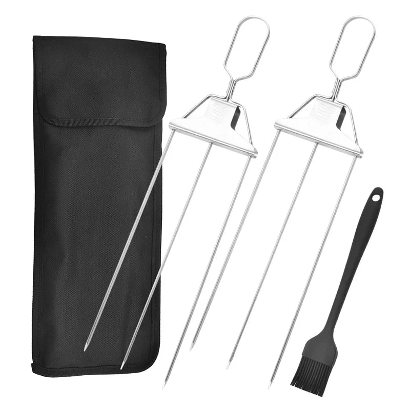 🔥outdoor camping specials sale🔥Semi-automatic stainless steel barbecue fork