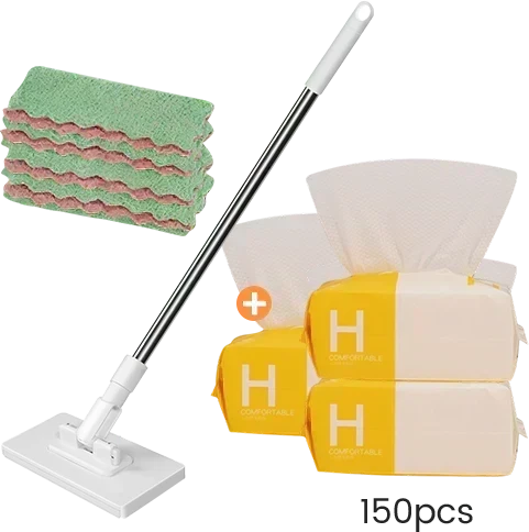 🏆 LIMITED TIME 50% OFF! Flat Mop with Stainless Steel Handle – Comes with Reusable Washable Mop Cloths ✨
