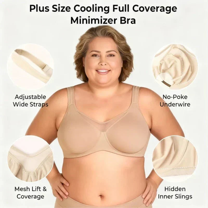 ⏰LAST DAY 64% OFF 💐Women's Elegant Sheer Full Coverage Plus Size Bra, Breathable Mesh Large Size Lingerie, Support Comfort Everyday Bra