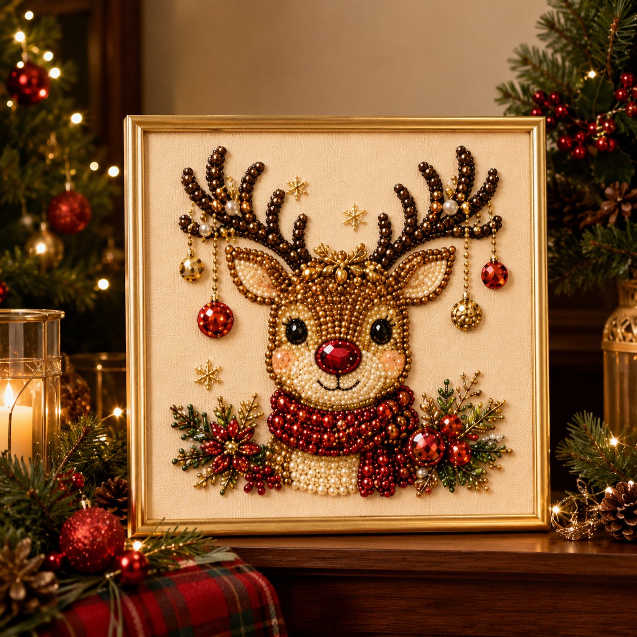 🎄✨DIY Christmas Pearl Diamond Painting Kit – 5 festive designs, 3D raised beads & display frame included. A sparkling holiday masterpiece for your wall! 🖼️🎨