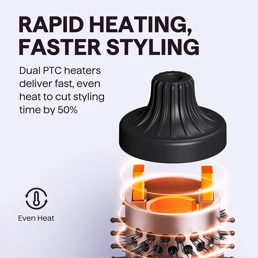 Clarioy rapid heating hair styling tool with dual PTC heaters for even heat and faster styling.