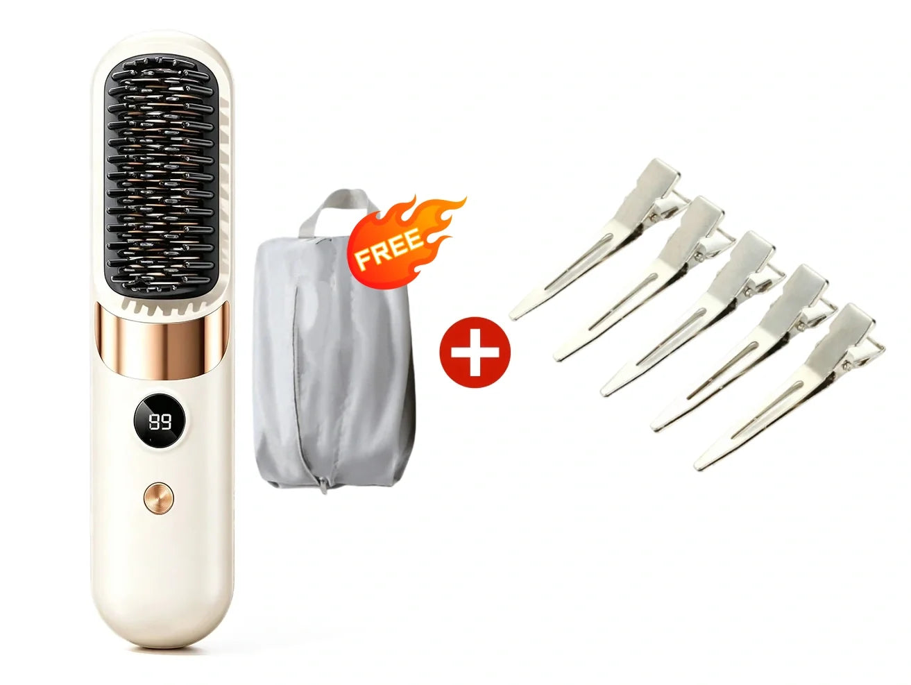 🥳2026 HOT SALE🥳💞50K+ SOLD!💇‍♀️🛡️ 50% OFF! 3‑in‑1 Cordless Hair Straightening Brush – Straighten, curl & detangle with 4 heat settings. Wider teeth prevent burns – safe for daily styling! ✨🌿
