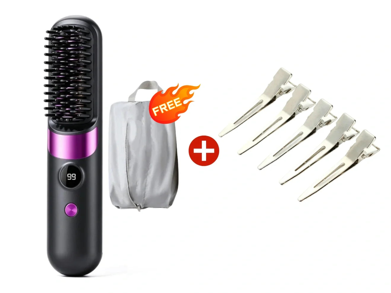 🥳2026 HOT SALE🥳💞50K+ SOLD!💇‍♀️🛡️ 50% OFF! 3‑in‑1 Cordless Hair Straightening Brush – Straighten, curl & detangle with 4 heat settings. Wider teeth prevent burns – safe for daily styling! ✨🌿