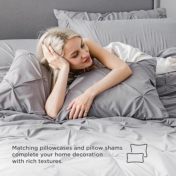 💗Last day of sale – 50% off⚡Bedsure Soft Pintuck Duvet Set