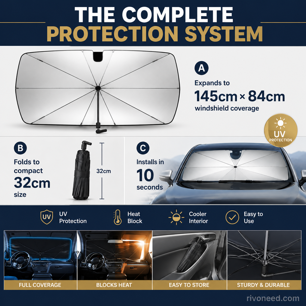 🌈 Foldable windshield sunshade