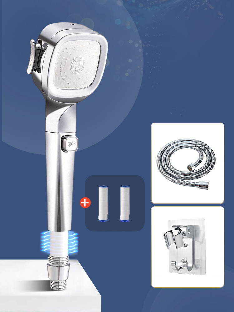 4-mode Handheld Pressurized Shower Head with Pause Switch