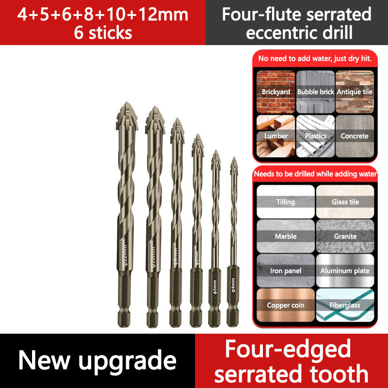 🔥Upgraded Eccentric Four-Flute Drill Bit for Ceramic, Glass, Marble, and Metal - clarioy