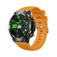 Clarioy rugged digital smartwatch with orange band, fitness tracker display, modern design