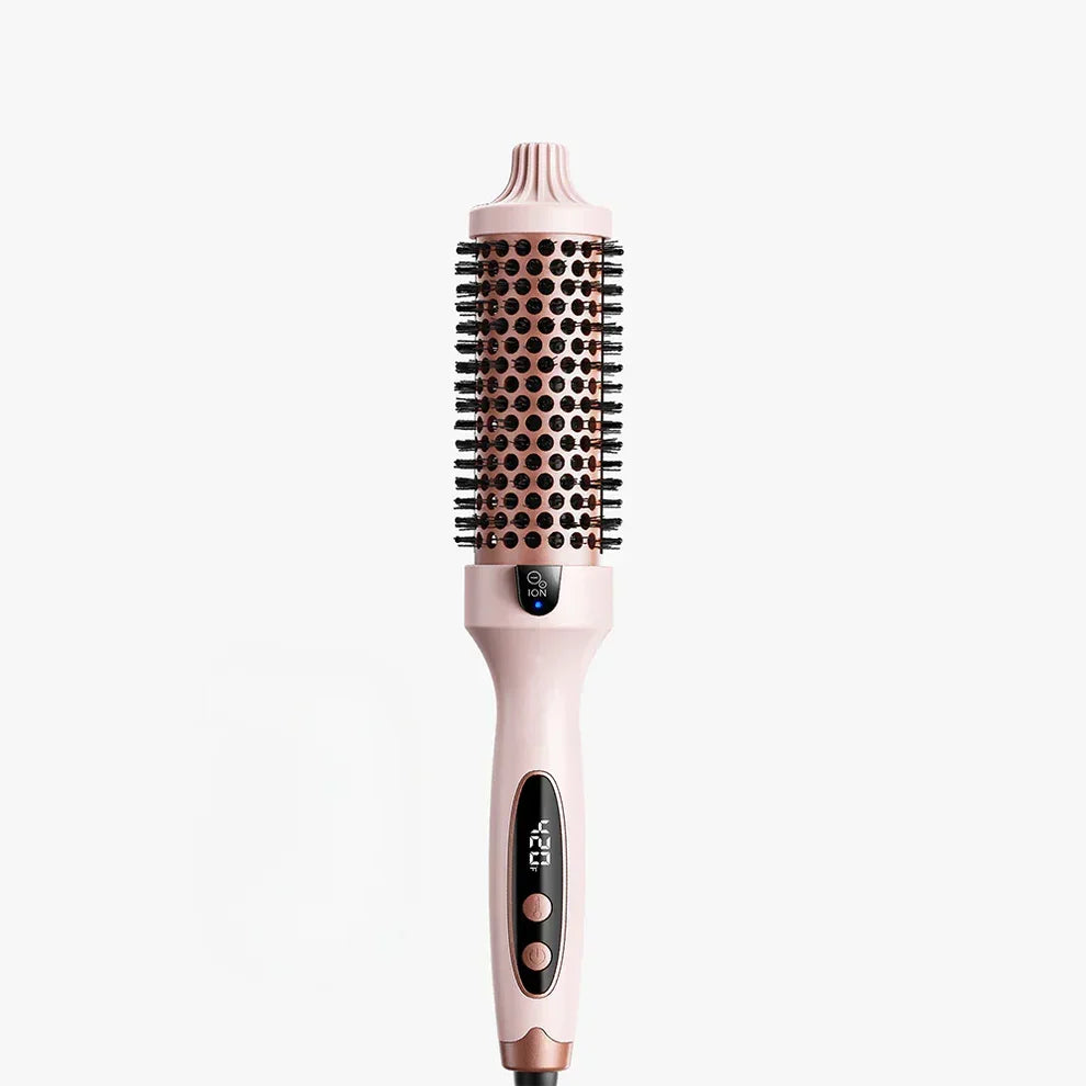 Rose gold ion hair styling brush with digital display, home electronics by clarioy