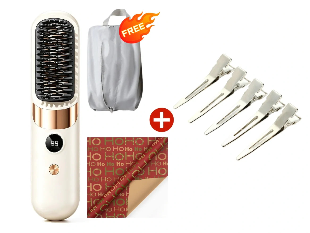 🥳2026 HOT SALE🥳💞50K+ SOLD!💇‍♀️🛡️ 50% OFF! 3‑in‑1 Cordless Hair Straightening Brush – Straighten, curl & detangle with 4 heat settings. Wider teeth prevent burns – safe for daily styling! ✨🌿