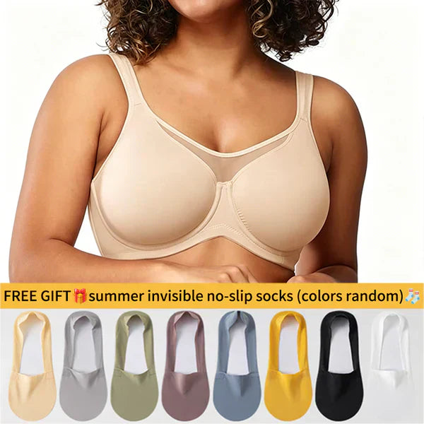 ⏰LAST DAY 64% OFF 💐Women's Elegant Sheer Full Coverage Plus Size Bra, Breathable Mesh Large Size Lingerie, Support Comfort Everyday Bra