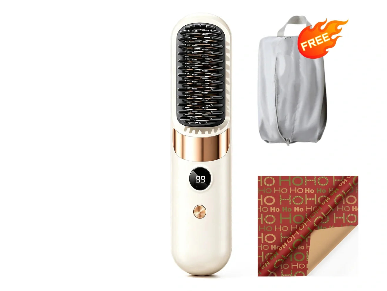 🥳2026 HOT SALE🥳💞50K+ SOLD!💇‍♀️🛡️ 50% OFF! 3‑in‑1 Cordless Hair Straightening Brush – Straighten, curl & detangle with 4 heat settings. Wider teeth prevent burns – safe for daily styling! ✨🌿