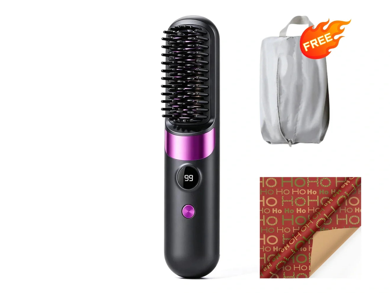 🥳2026 HOT SALE🥳💞50K+ SOLD!💇‍♀️🛡️ 50% OFF! 3‑in‑1 Cordless Hair Straightening Brush – Straighten, curl & detangle with 4 heat settings. Wider teeth prevent burns – safe for daily styling! ✨🌿