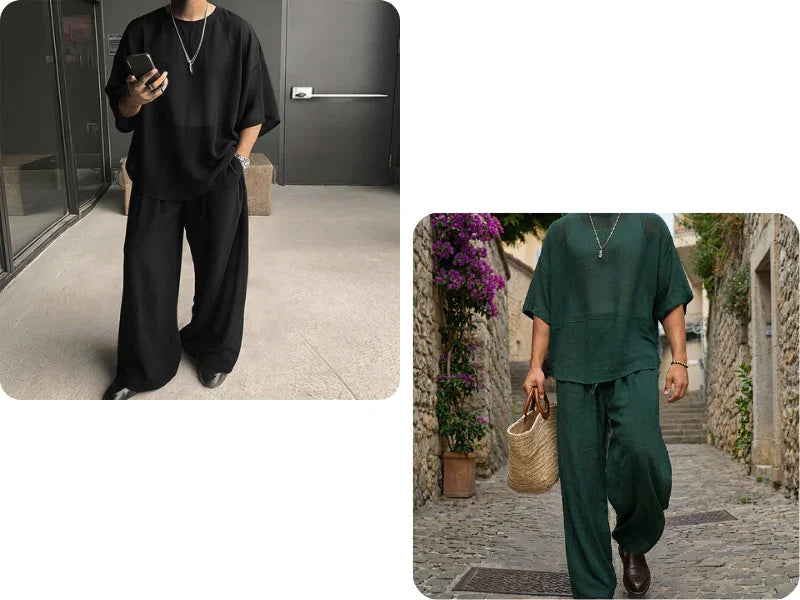 🎁2026 New Arrivals 50% OFF💥Men's T-Shirt & Wide-Leg Pants 2-Piece Set