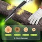 Handsaw cutting tree branch with gloved hand, suitable for 0-35cm diameter wood, Clarioy auto tools.