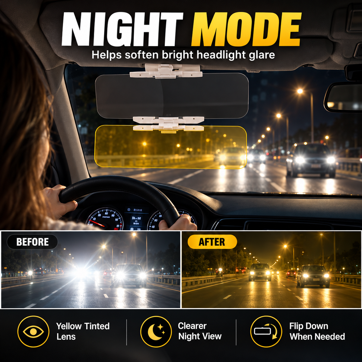 ⏳🔥LIMITED-TIME 78% OFF! Careluxpro Universal HD Anti-Glare Car Visor for Day & Night