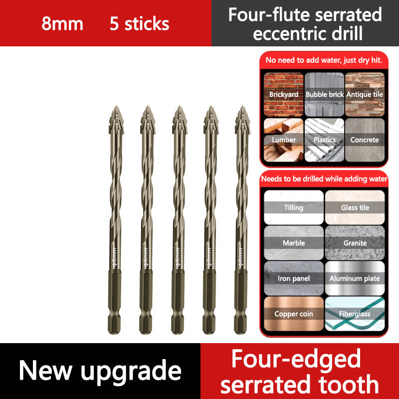 🔥Upgraded Eccentric Four-Flute Drill Bit for Ceramic, Glass, Marble, and Metal - clarioy