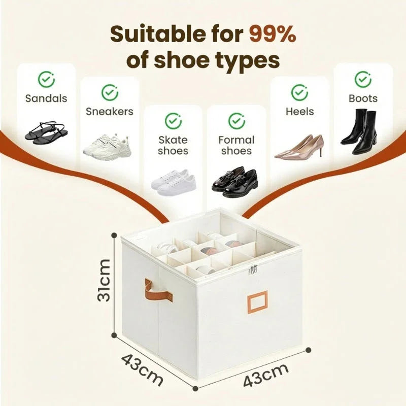 📢📢50% OFF !!!⏰ Fabric Shoe Organizer Storage Box👟– Foldable Design, Large Capacity, Dustproof & Breathable, Space-Saving for Closet & Bedroom 🧺