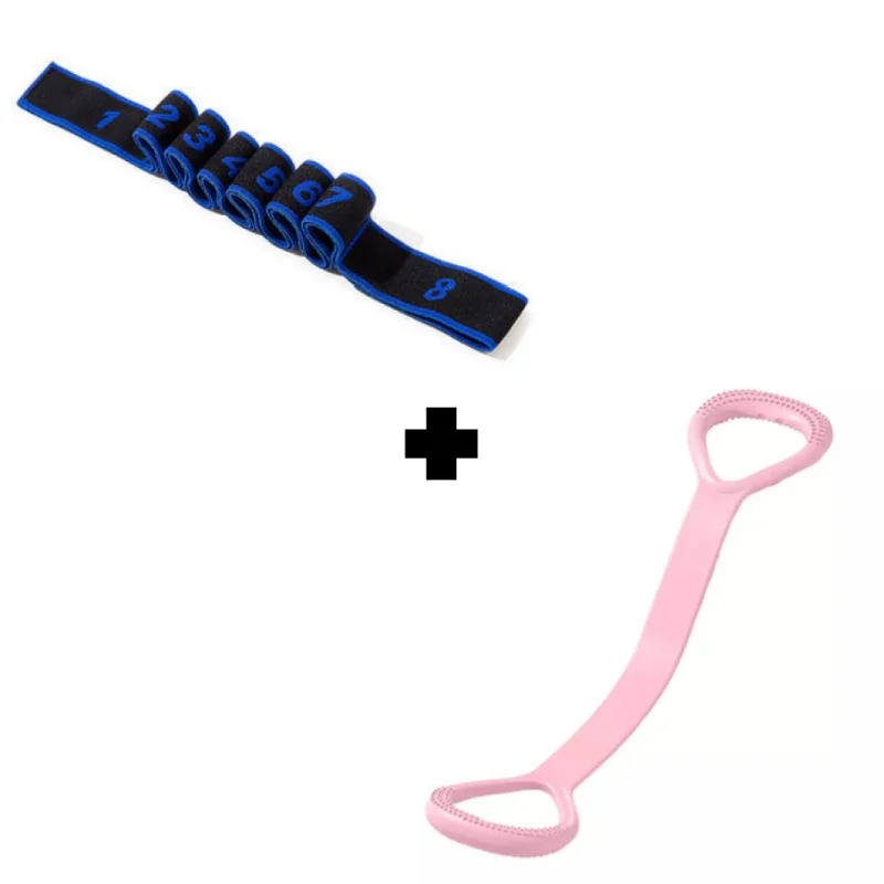 Stretch strap with blue numbers and pink back scrubber set, clarioy homeware bundle