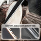 Premium hand saw making smooth cut through wood log, close-up of sharp blade teeth, clarioy auto tools