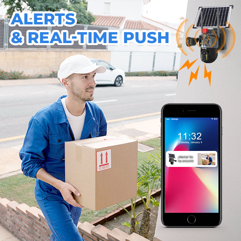 🎥 Triple-Lens Solar 360° Dome Camera✈️ free shipping