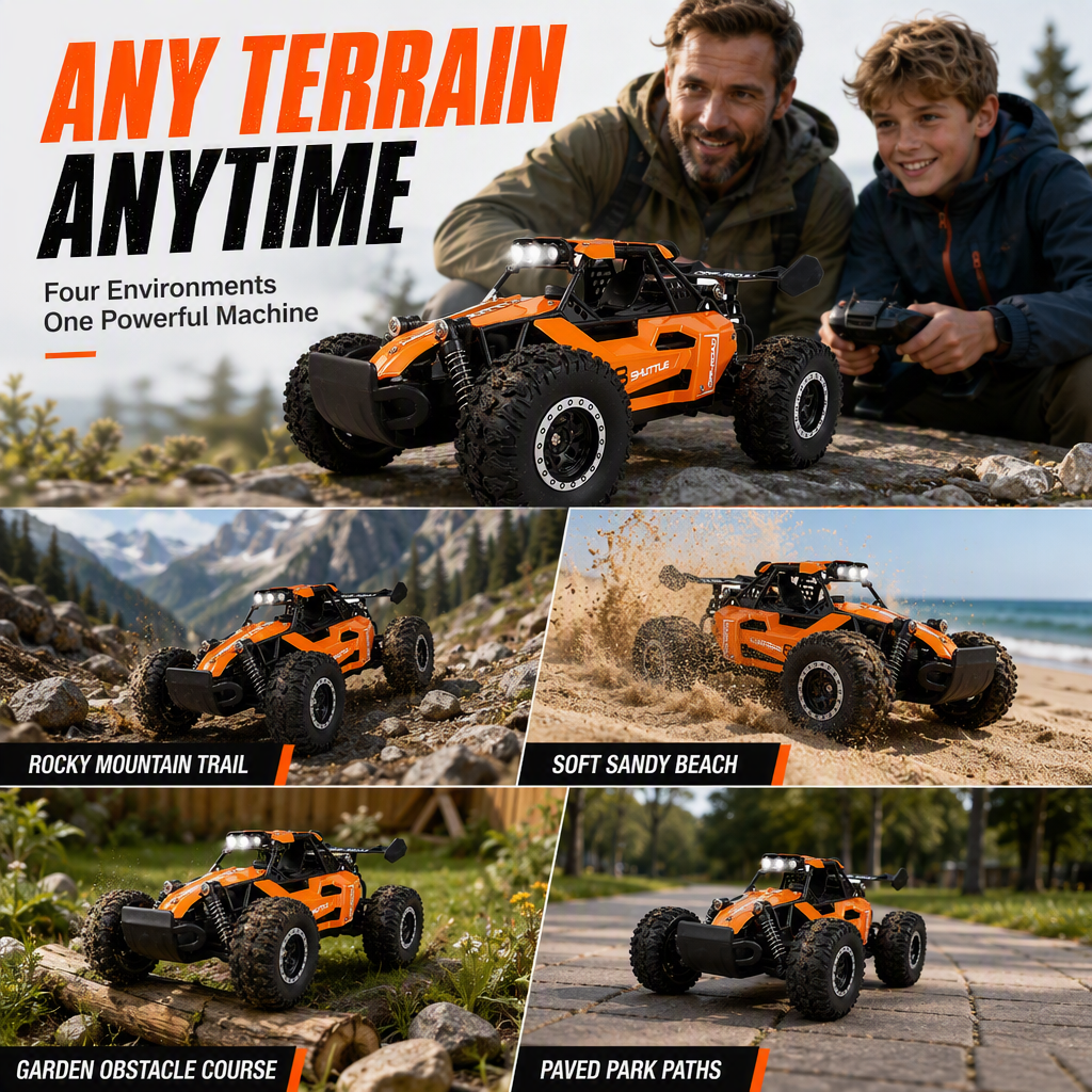 Race Any Terrain Instantly! No-Bump 4WD LED RC Car
