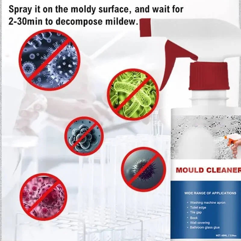 Mould cleaner spray bottle for removing mildew, kills bacteria and germs, auto tools and homeware product.