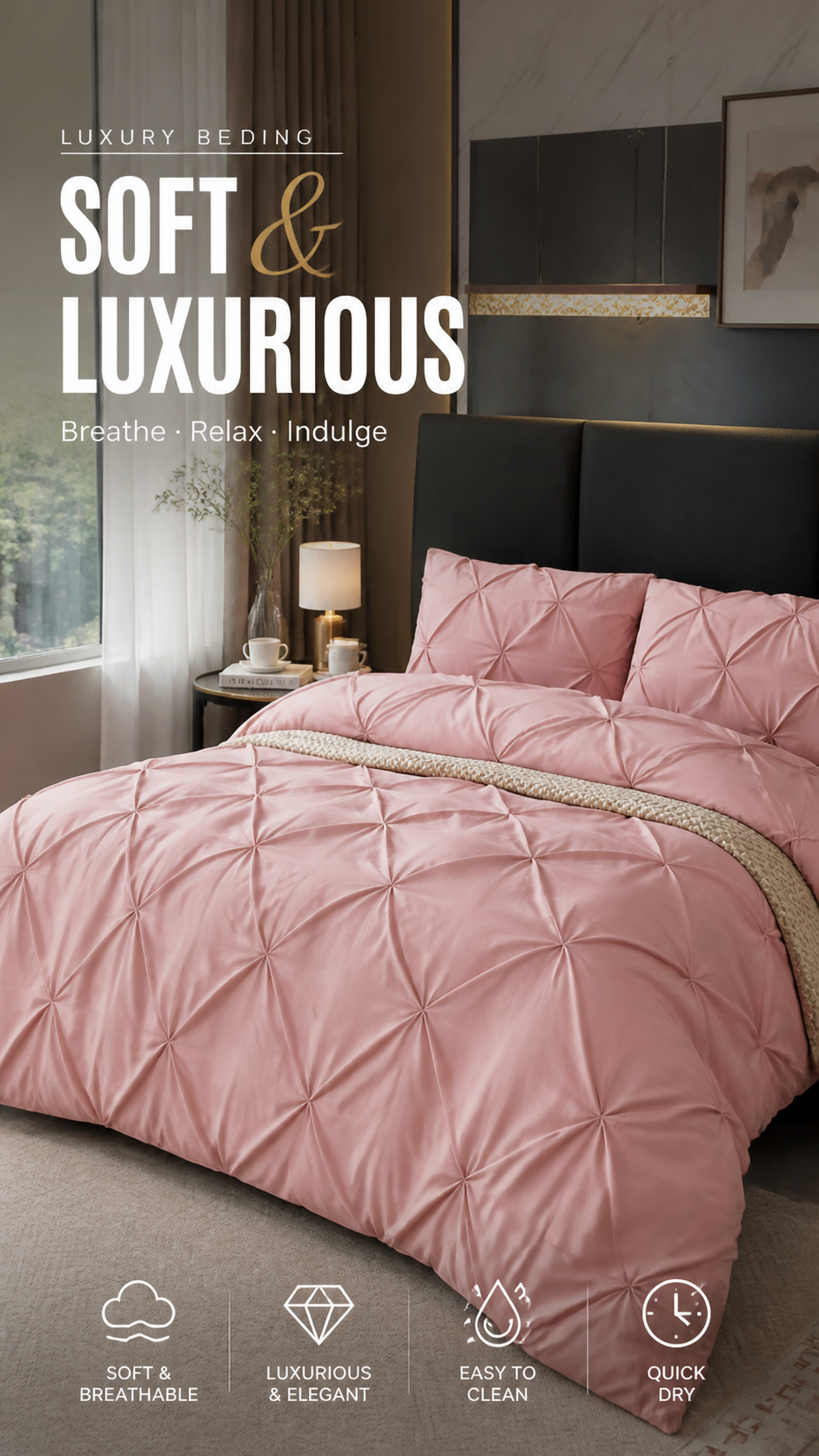 💗Last day of sale – 50% off⚡Bedsure Soft Pintuck Duvet Set