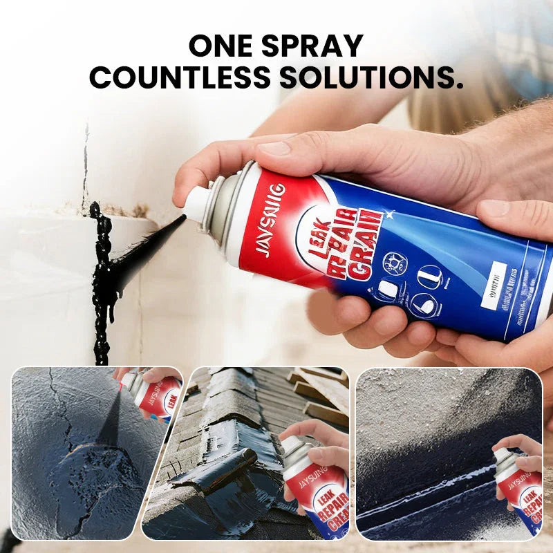 Person using Jaysuing leak repair spray on cracks and leaks for home and auto maintenance; clarioy auto tools.