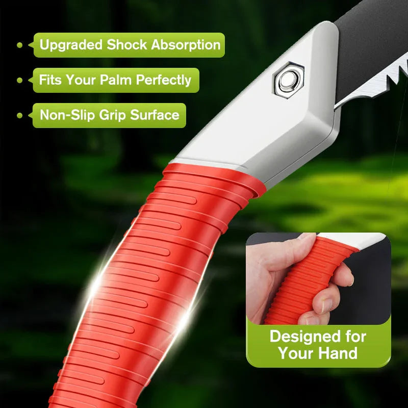 clarioy red non-slip grip folding saw handle with ergonomic design and comfort features