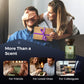 Woman surprising man with a gift box, promoting clarioy premium fragrance for gifting friends, loved ones, and colleagues.