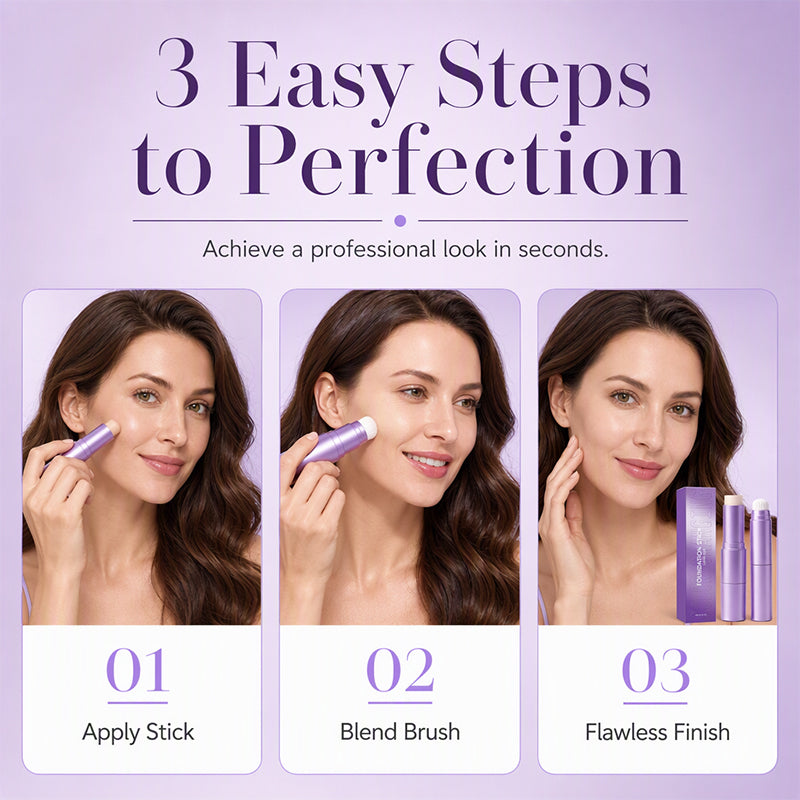 💄 LIMITED‑TIME 50% OFF! ✨ 2-in-1 Color Changing Foundation Stick with Brush – Self-Adjusting Full Coverage Concealer 🪄