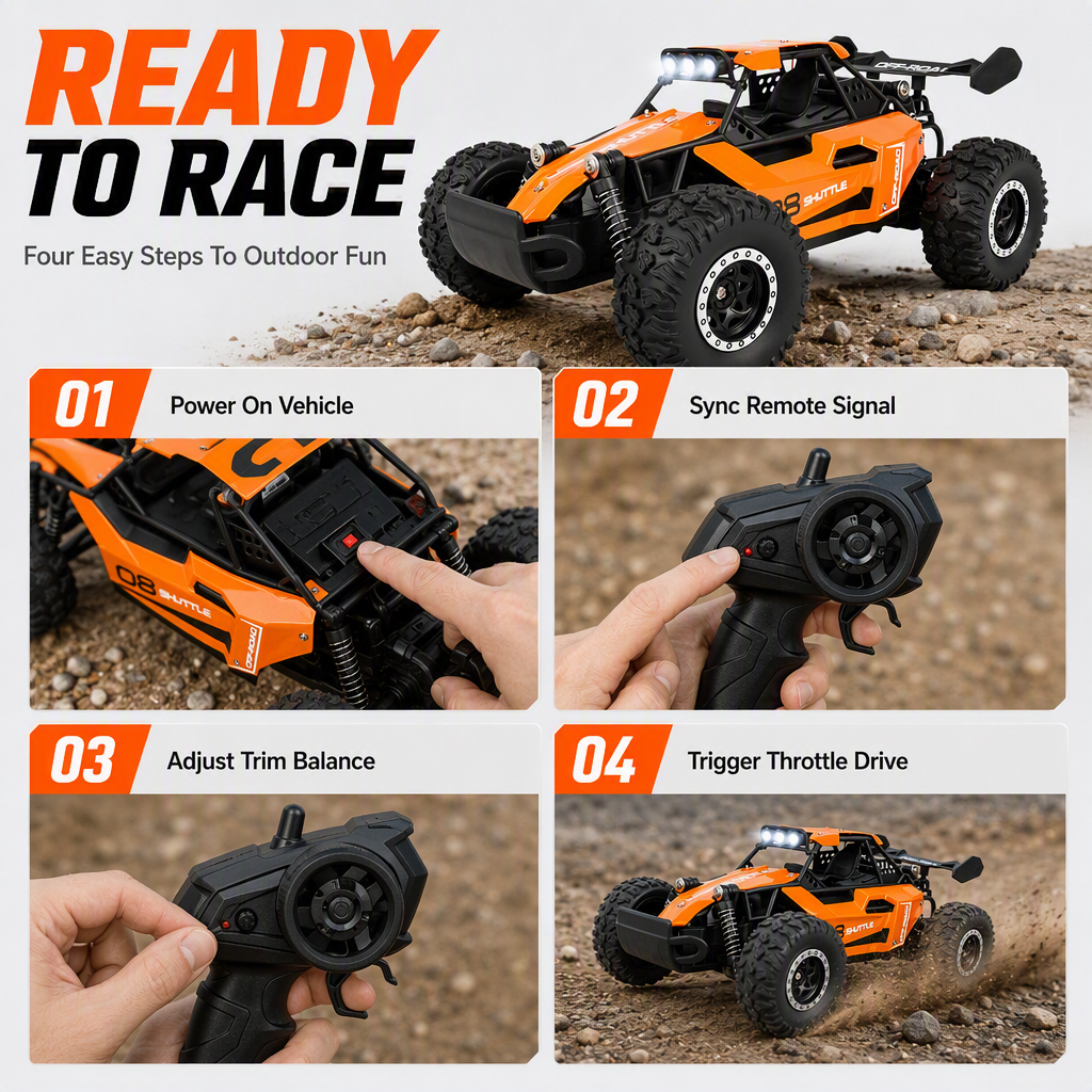 Race Any Terrain Instantly! No-Bump 4WD LED RC Car