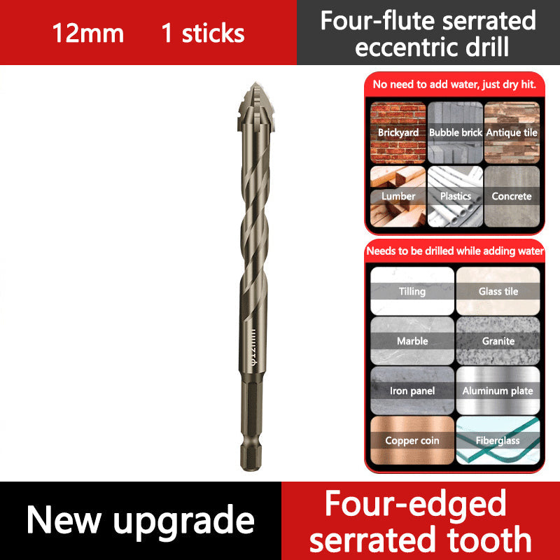 🔥Upgraded Eccentric Four-Flute Drill Bit for Ceramic, Glass, Marble, and Metal - clarioy