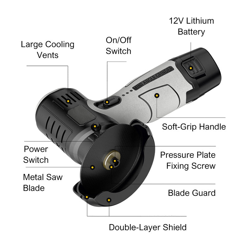 ⚙️12V Mini Angle Grinder - Compact & Powerful for DIY Projects, Includes Cutting Disc and Safety Guard