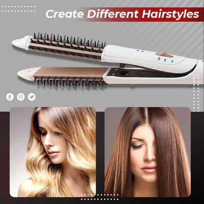 Portable Hair Curling Comb & Straightener - clarioy