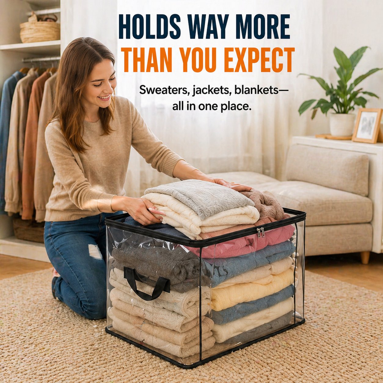 🎁 2026 Sale 50% OFF📦Large Heavy-Duty Thick Plastic Clear Storage Bag for Clothes, Moving & Storage