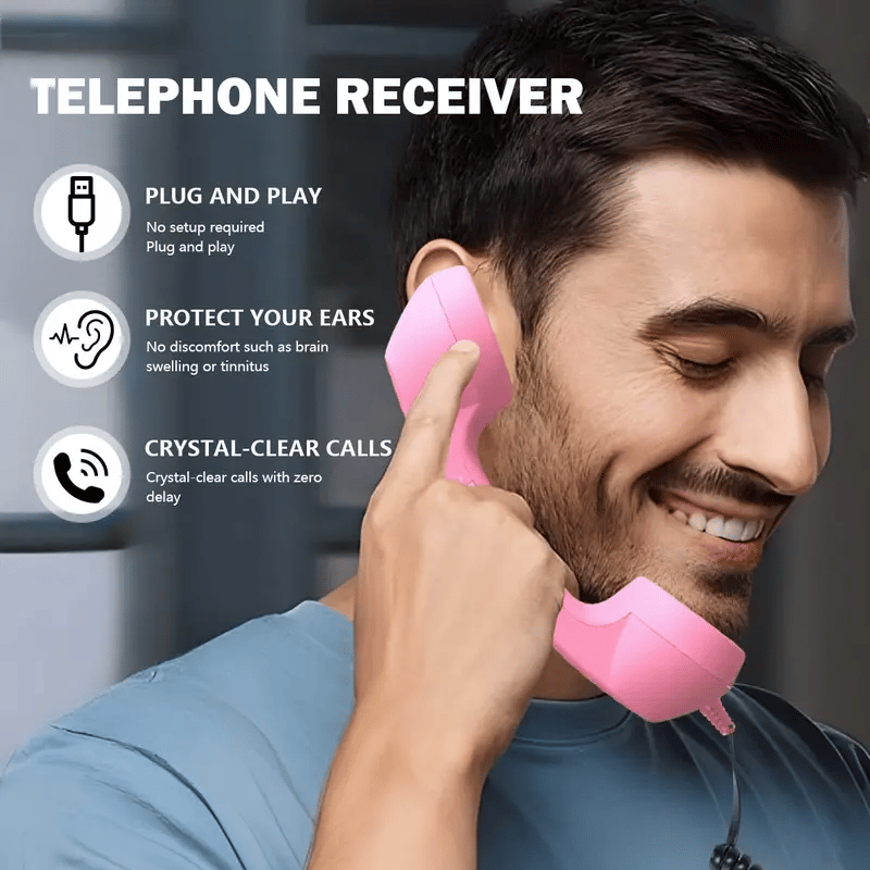 🤣 50% OFF! ✨ Retro Vintage Telephone Handset – Plug & Play Type-C Connection, HD Speaker & 1m Extension Cable – Up to 99% Less Radiation for Long Calls 📞