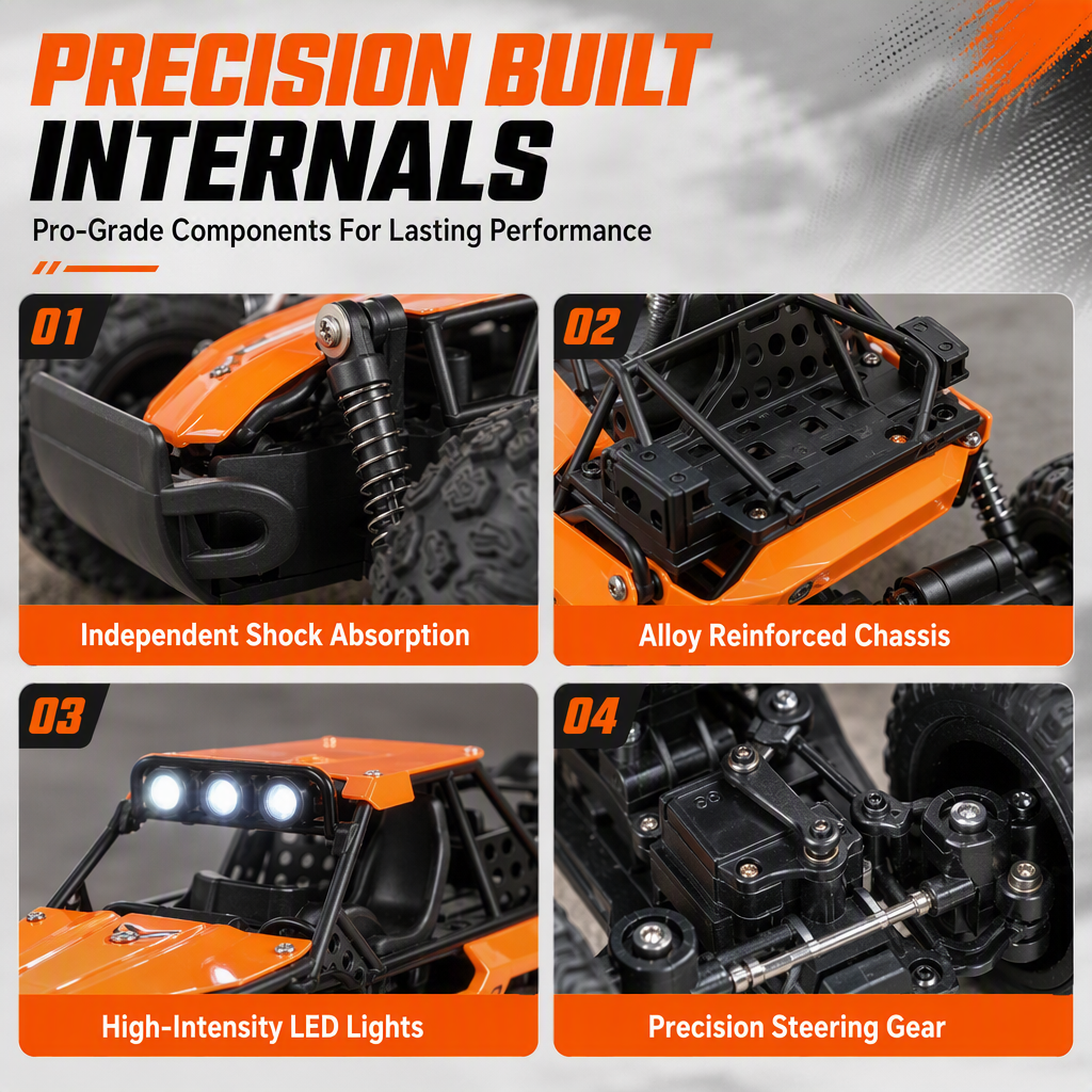 Race Any Terrain Instantly! No-Bump 4WD LED RC Car