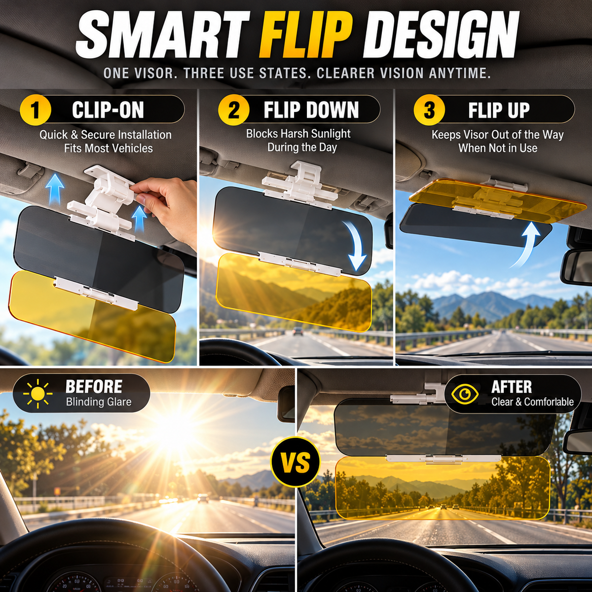 ⏳🔥LIMITED-TIME 50% OFF! ⏰🚗 Drive Safer Day & Night 🌙 Universal HD Anti-Glare Car Visor ✨